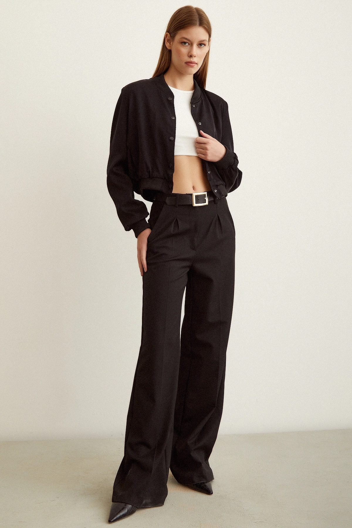 Astarlı Çıt Çıtlı Mont Siyah