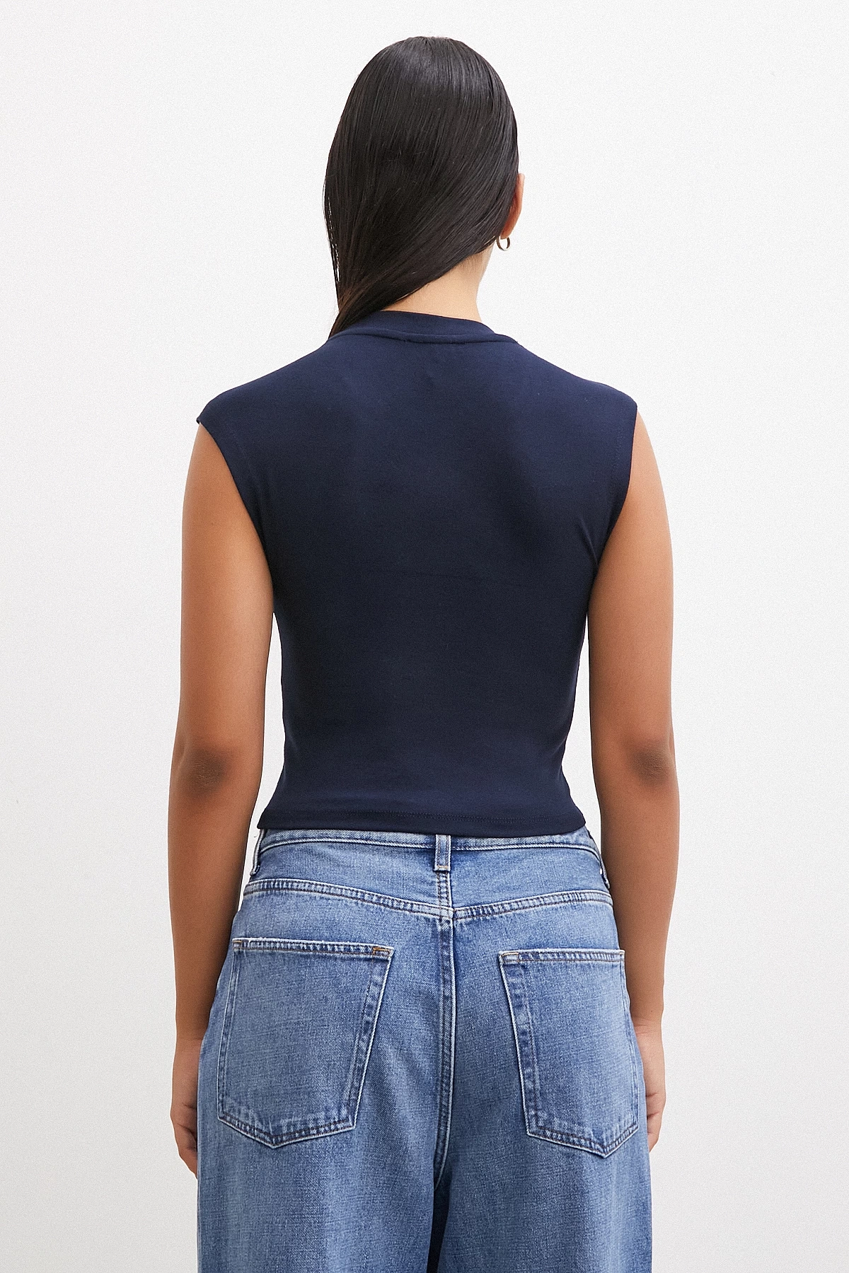 Sıfır Kol T-shirt Lacivert