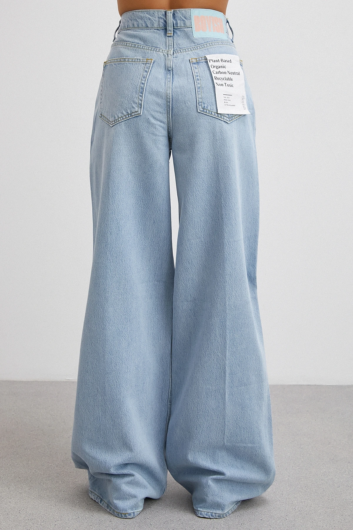 Yüksek Bel Geniş Paça Pantolon Buz Mavisi