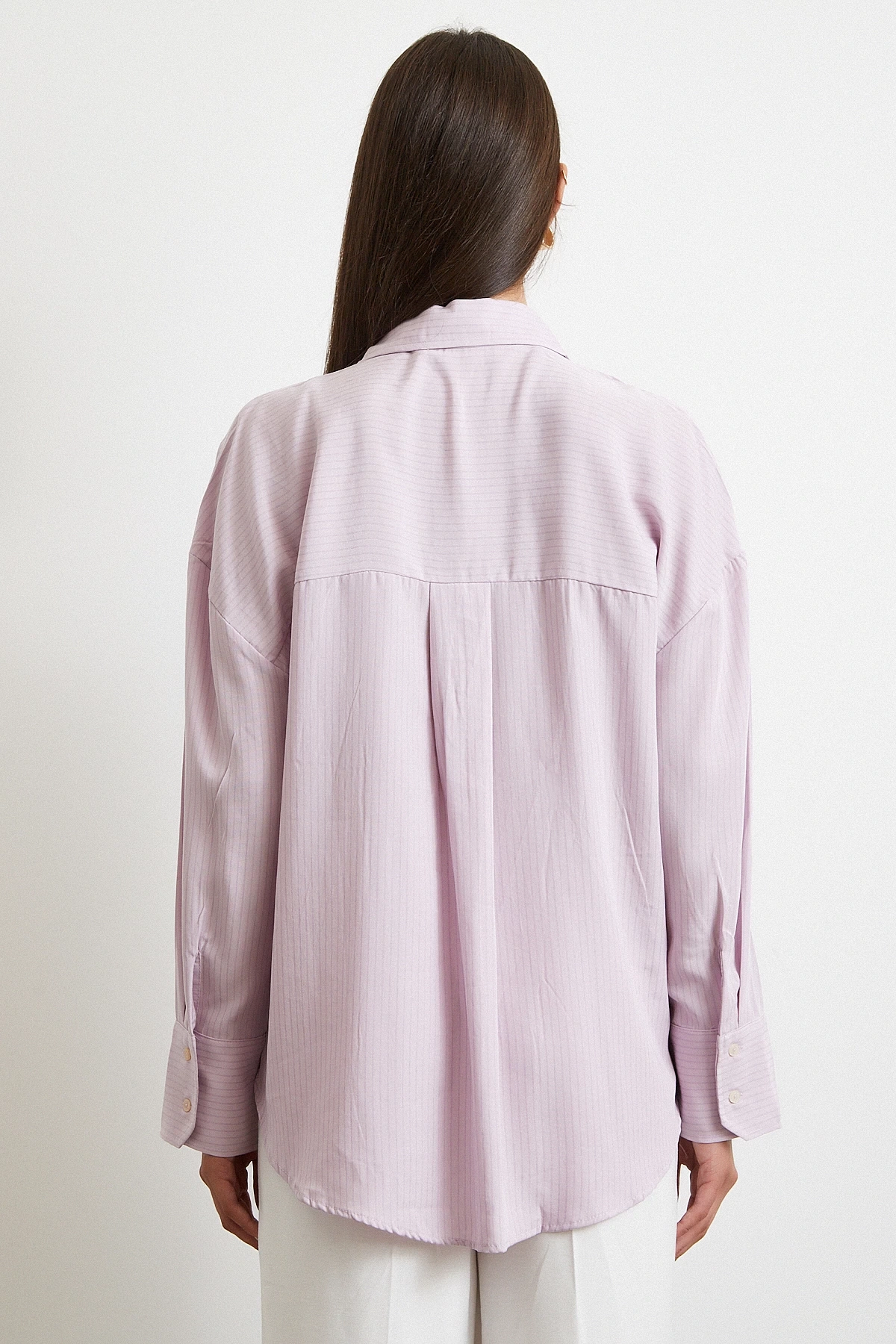 Cepli Çizgili Gömlek Lila