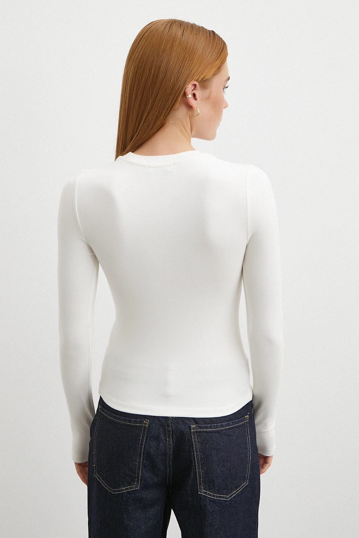 Kol Yırtmaçlı Bluz Beyaz