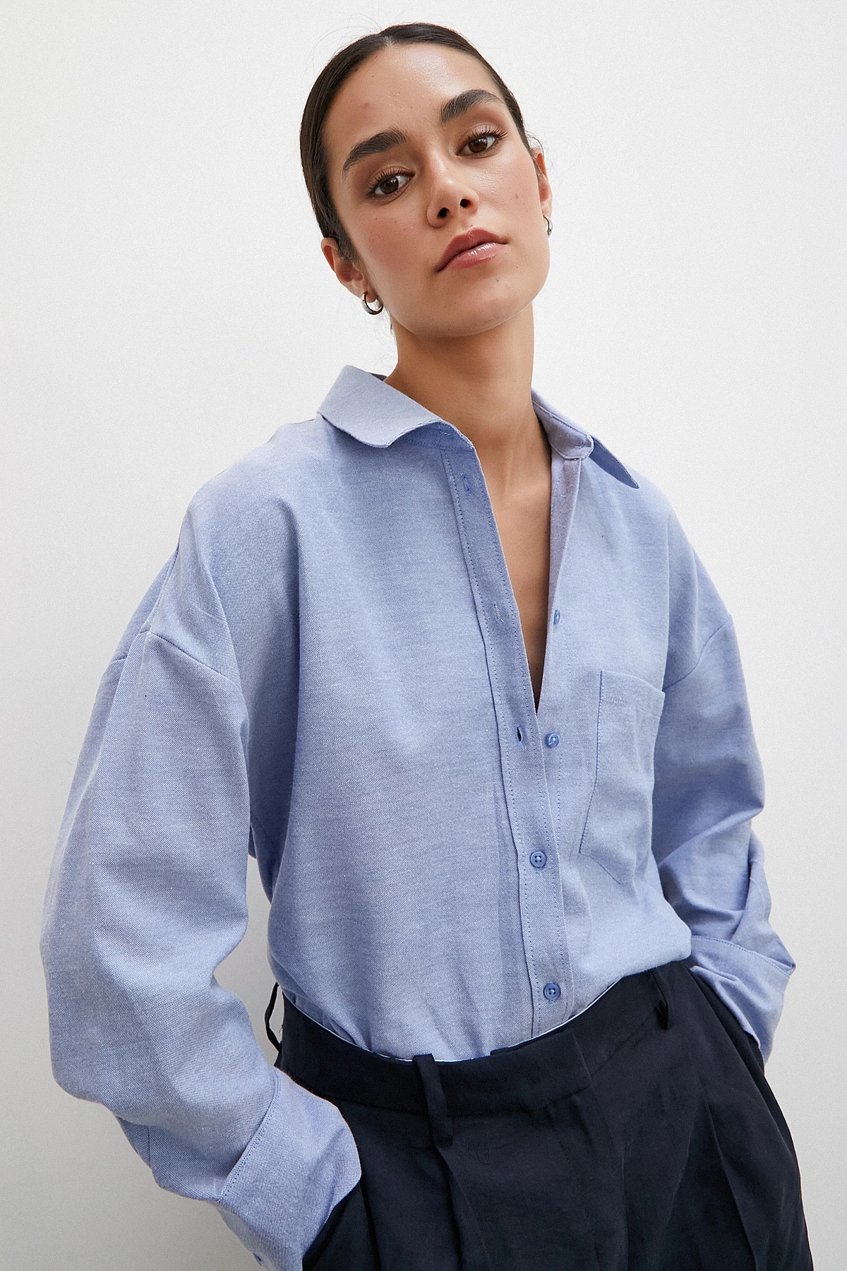 Robalı Klasik Gömlek İndigo