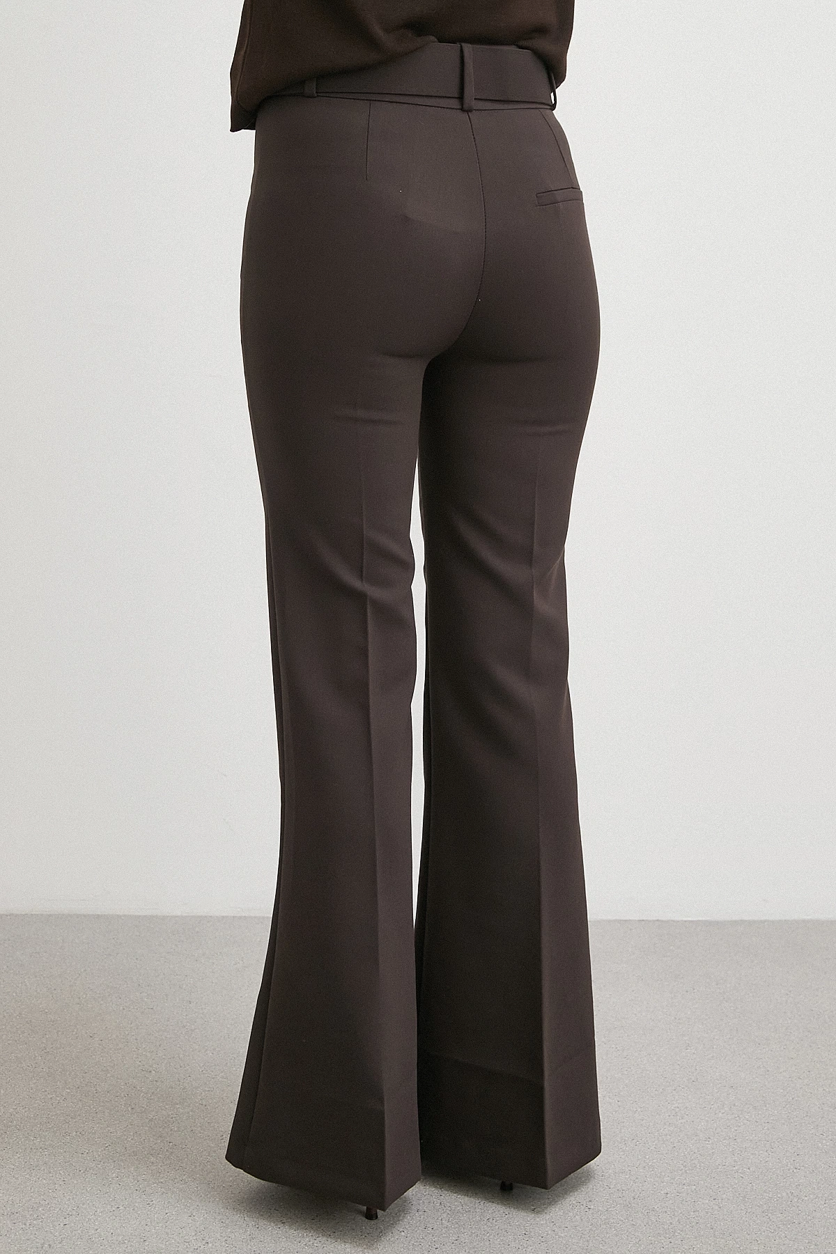 Kemerli İspanyol Paça Pantolon Kahve