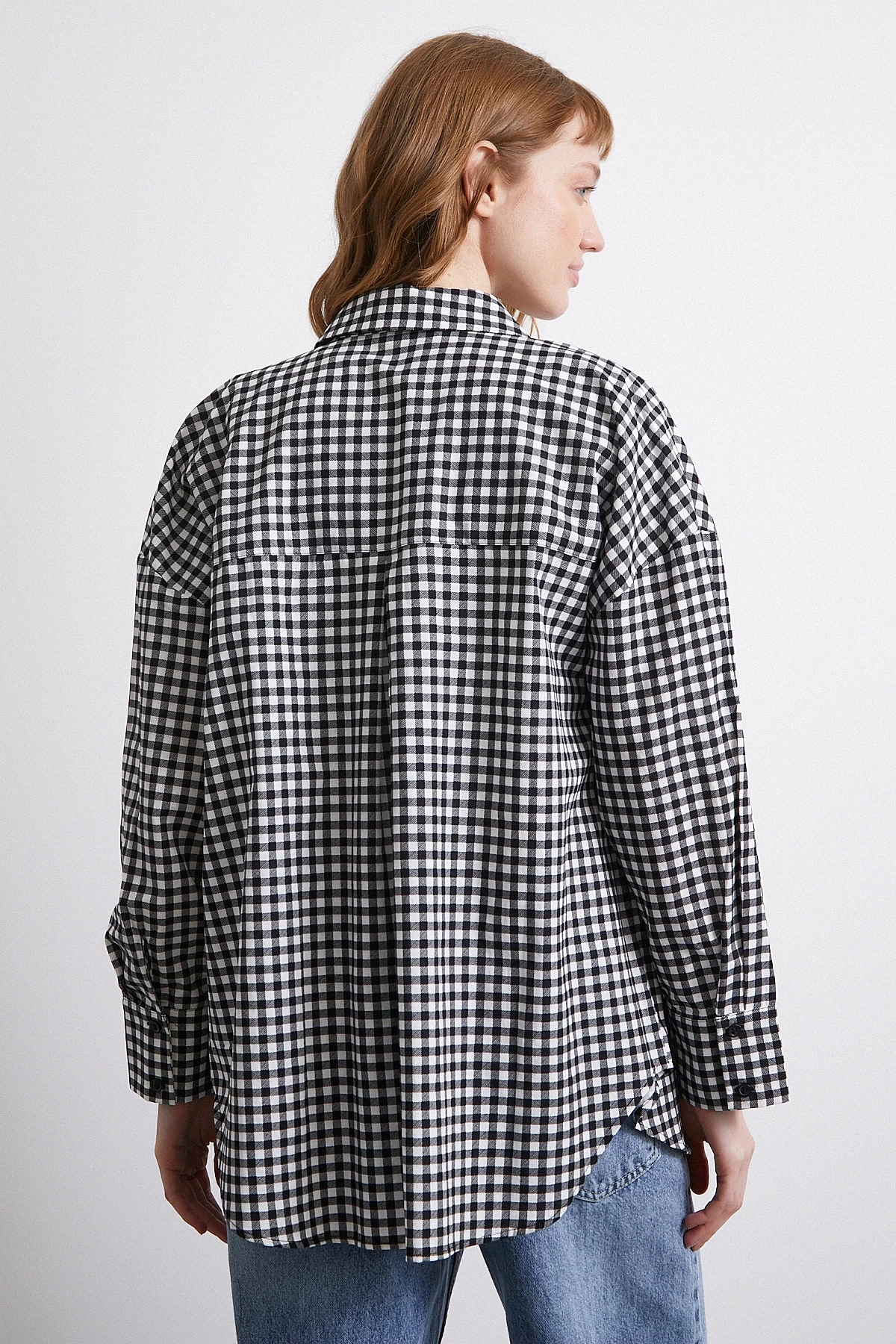 Pamuklu Ekose Gömlek Siyah