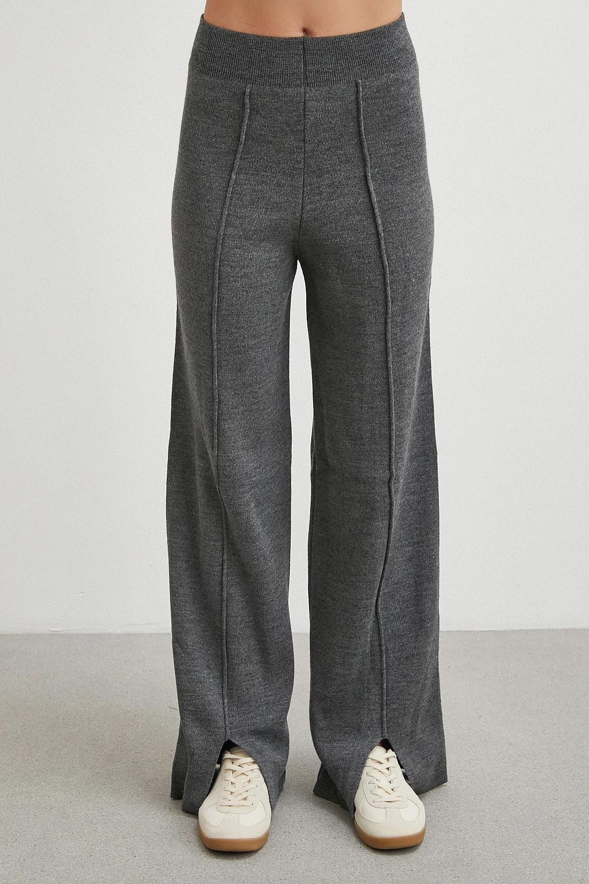 Çift Fermuarlı Kapüşonlu Pantolonlu Takım Gri