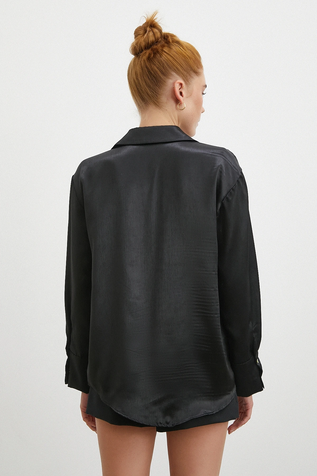 Klasik Saten Gömlek Siyah
