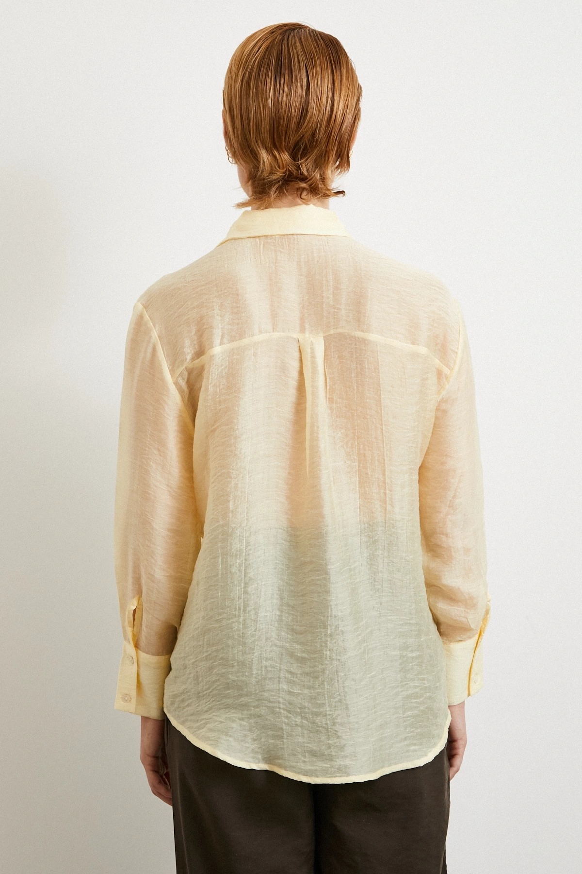 Modal Basic V Yaka Gömlek Sarı