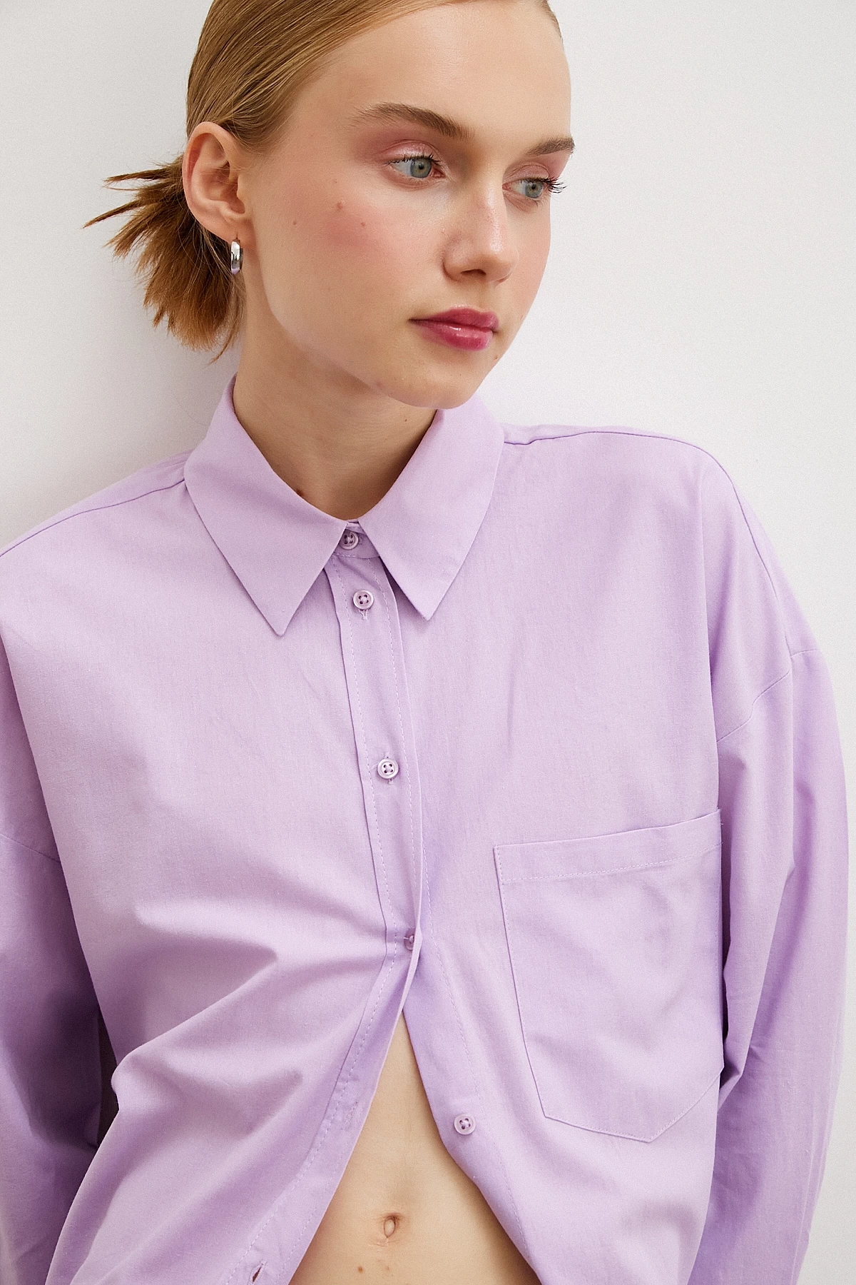 Regular Fit Poplin Gömlek Lila