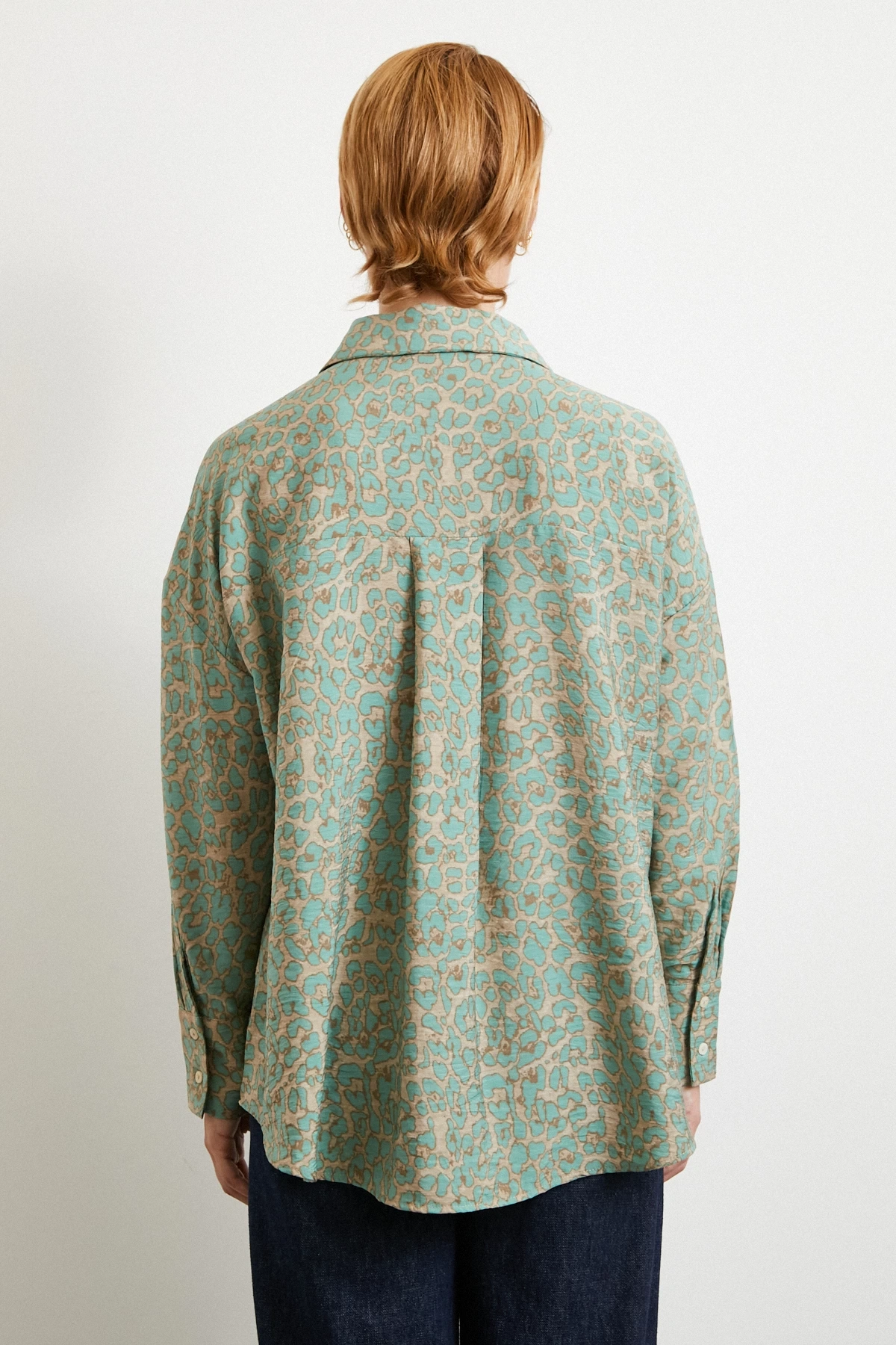 Leopar Desen Javanez Gömlek Fuşya