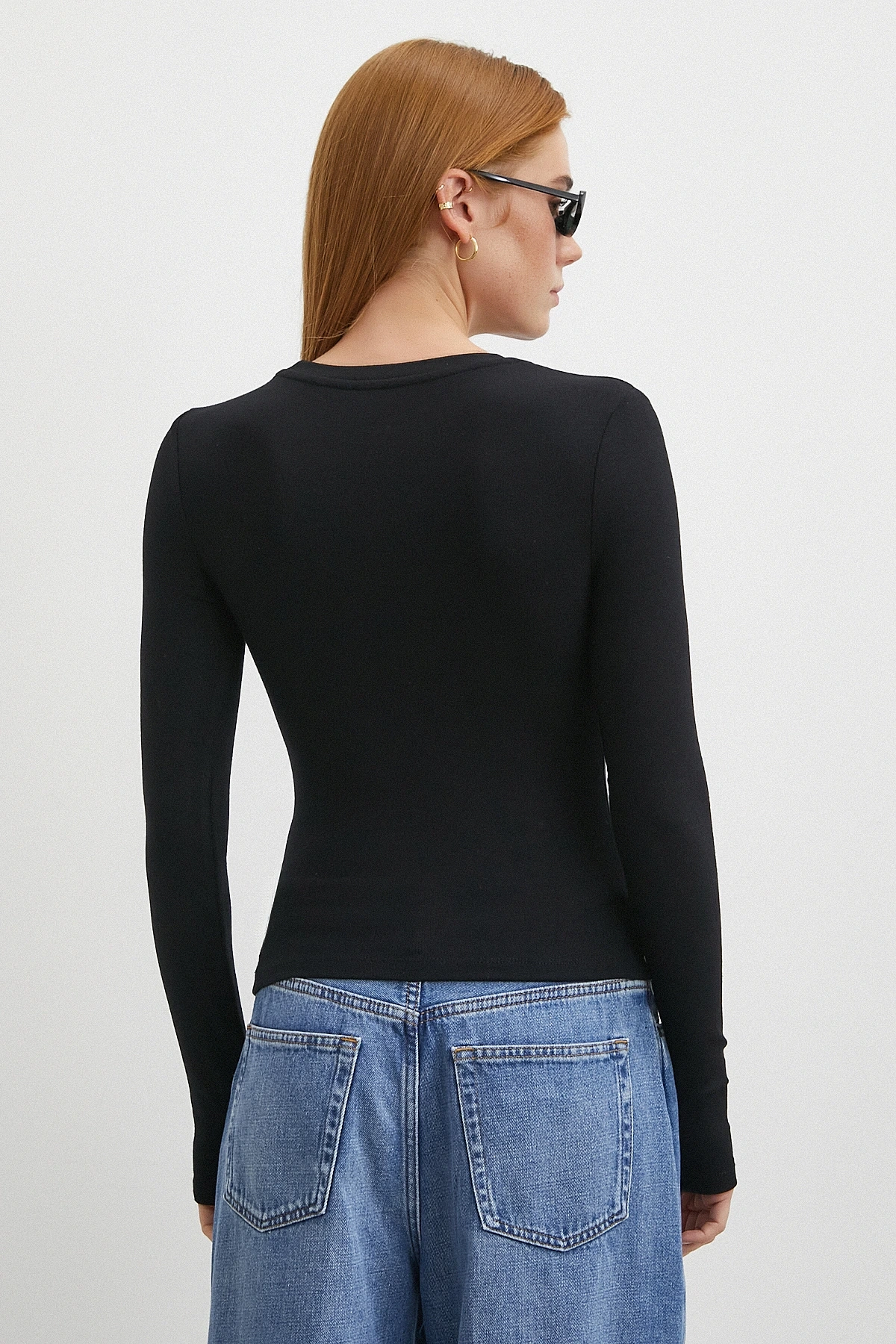 Kol Yırtmaçlı Bluz Siyah
