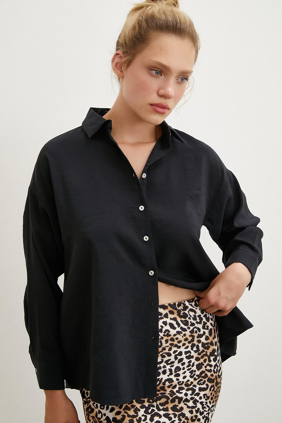 Basic Modal Gömlek Siyah