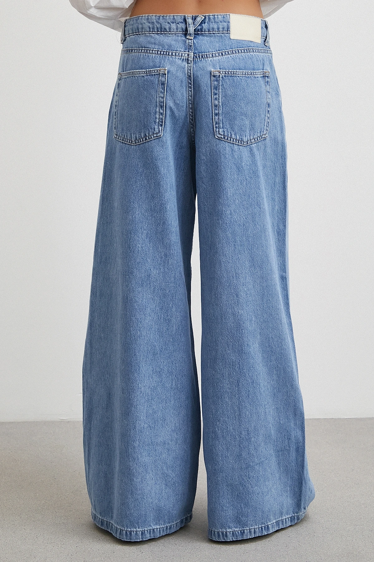 Yüksek Bel Wide Leg Jean Mavi