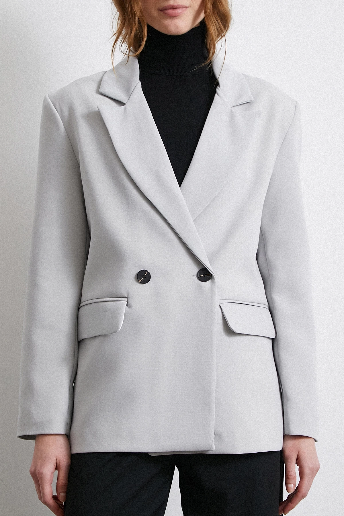 Klasik Poliviskon Ceket Gri