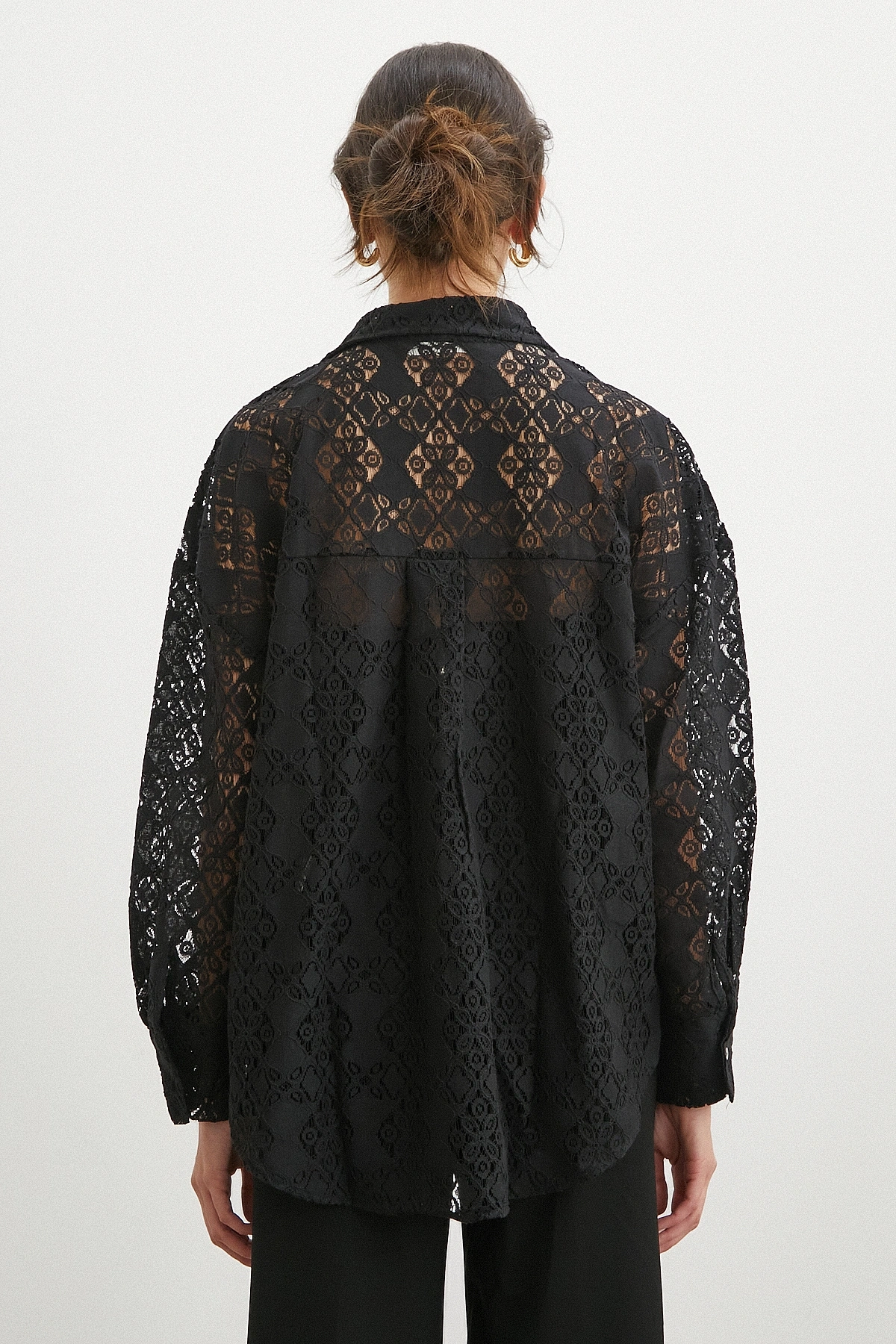 Cepli Dantel Gömlek Siyah