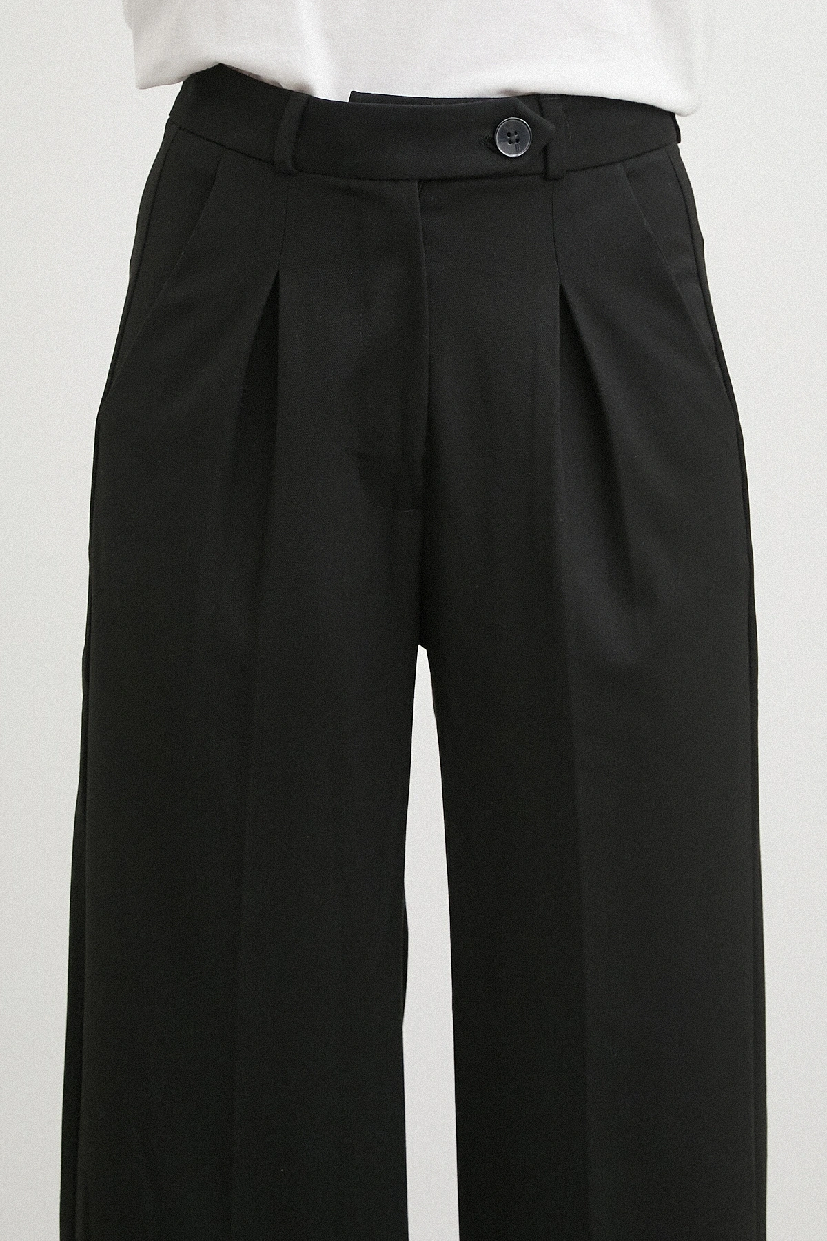 Yüksek Bel Geniş Paça Pantolon Siyah