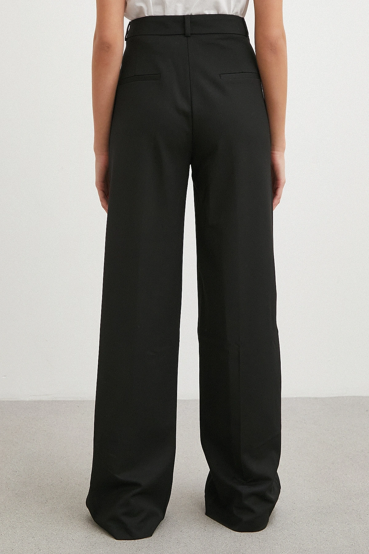 Yüksek Bel Geniş Paça Pantolon Siyah