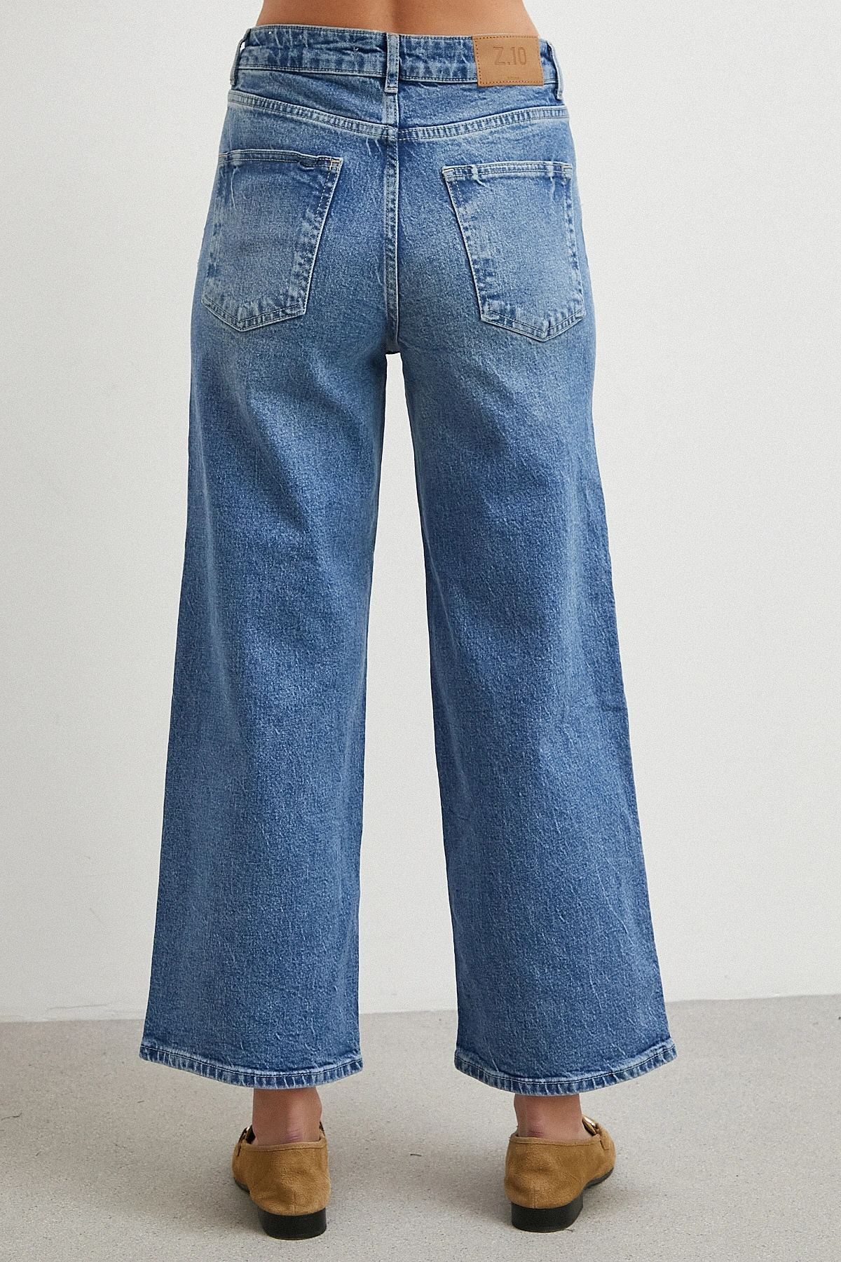 Yüksek Bel Culotte Jean Lacivert