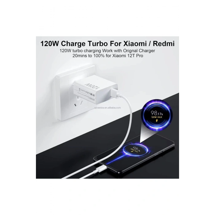 ⚡ 120W Hızlı Şarj Adaptörü + Type-C Kablosu | Süper Hızlı Şarj Cihazı 1 metre