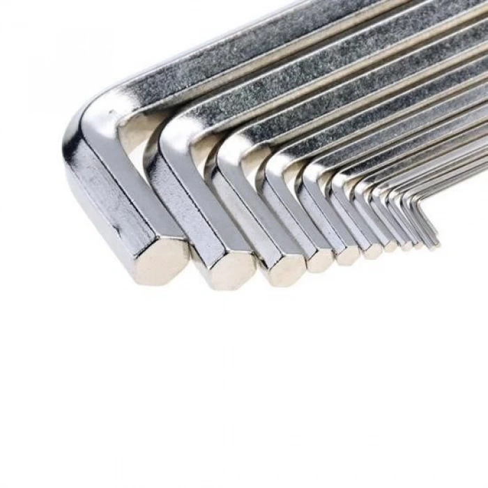 9 Parça Çelik Alyan Seti Kısa Düz Köşe Alyan Anahtar Takımı