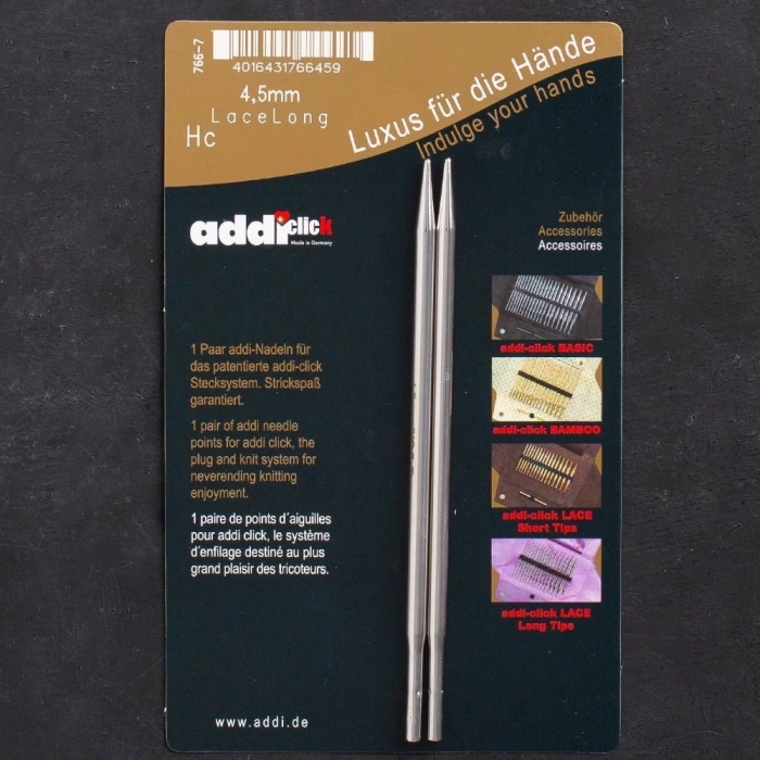 Addi Click Lace 4,5mm Değiştirilebilir Uzun Uçlu Dantel Şişi