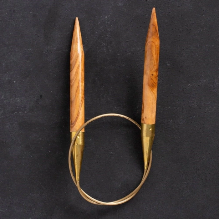 Addi Olive Wood 12 mm 60 cm Zeytin Ağacı Misinalı Örgü Şişi