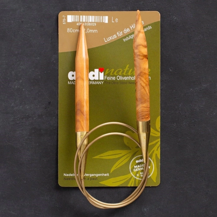 Addi Olive Wood 12 mm 80 cm Zeytin Ağacı Misinalı Örgü Şişi