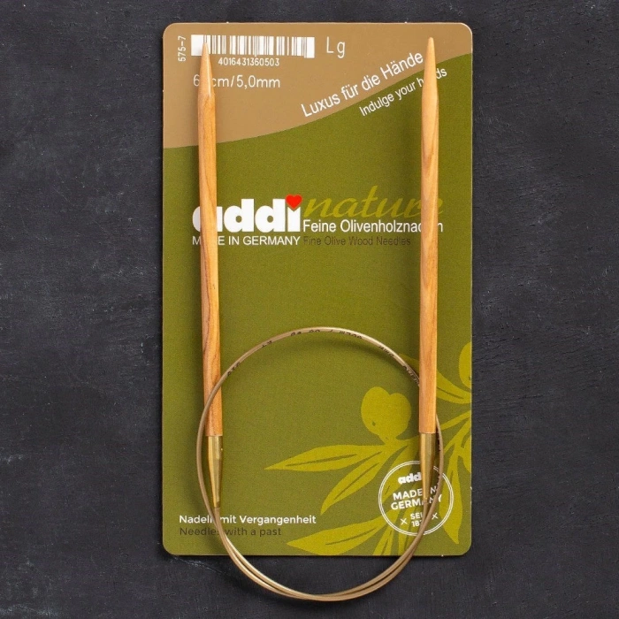 Addi Olive Wood 5 mm 60 cm Zeytin Ağacı Misinalı Örgü Şişi