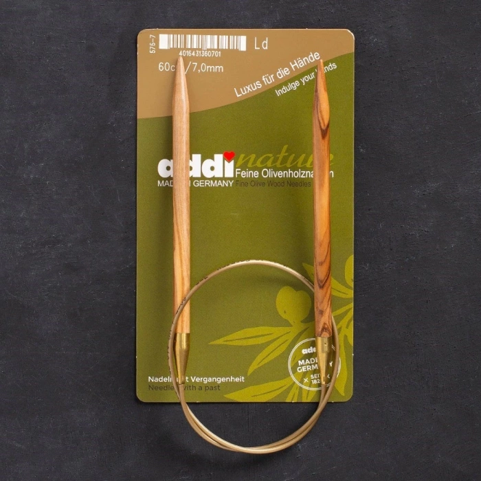 Addi Olive Wood 7 mm 60 cm Zeytin Ağacı Misinalı Örgü Şişi