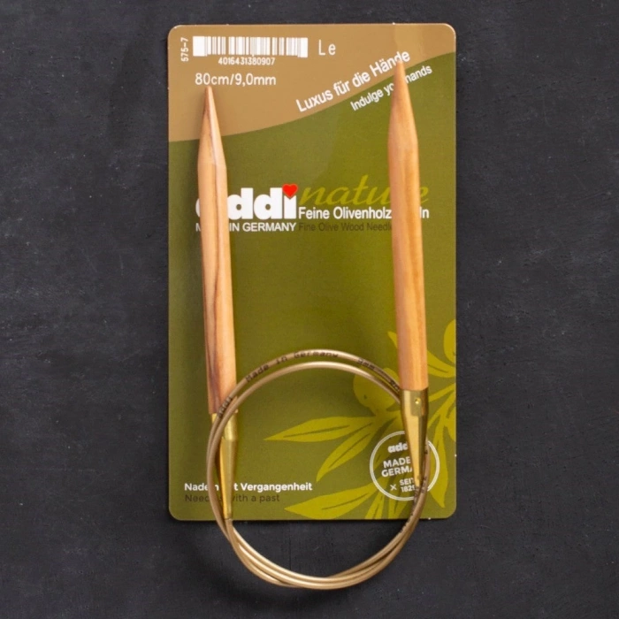 Addi Olive Wood 9 mm 80 cm Zeytin Ağacı Misinalı Örgü Şişi