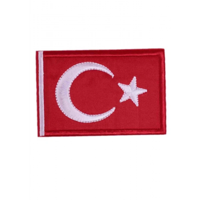 Aplike Ütü İle Yapışan Türk Bayrağı Dikdörtgen Arma 6x4 cm