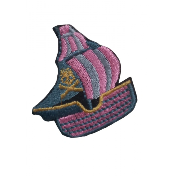 Aplike Ütü İle Yapışan Yelkenli Pembe Arma 4x3 cm