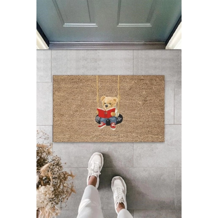 Bej Kapı Önü Paspası Enjoy Reading Ayıcık Desen  K-3320