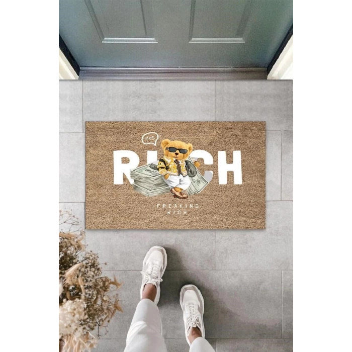 Bej Kapı Önü Paspası Rich Ayıcık Desen  K-3348