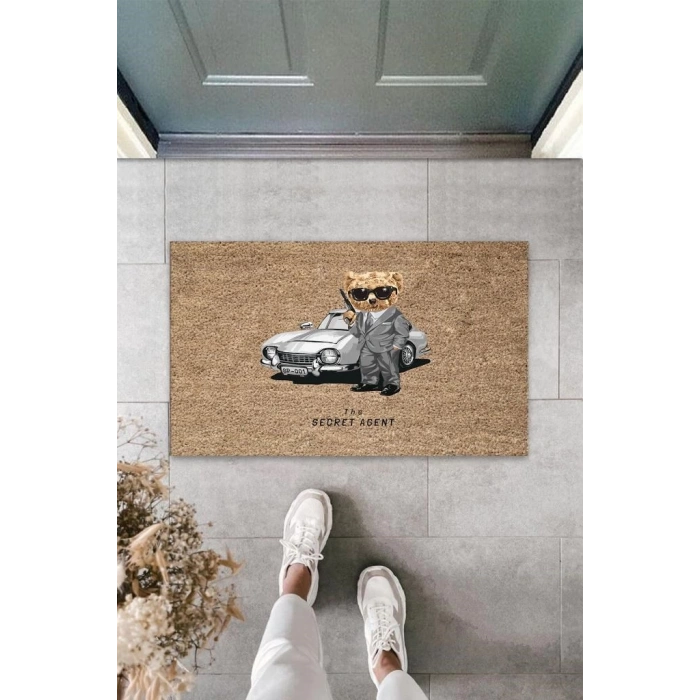 Bej Kapı Önü Paspası The Secret Agent Ayıcık Desen  K-3350