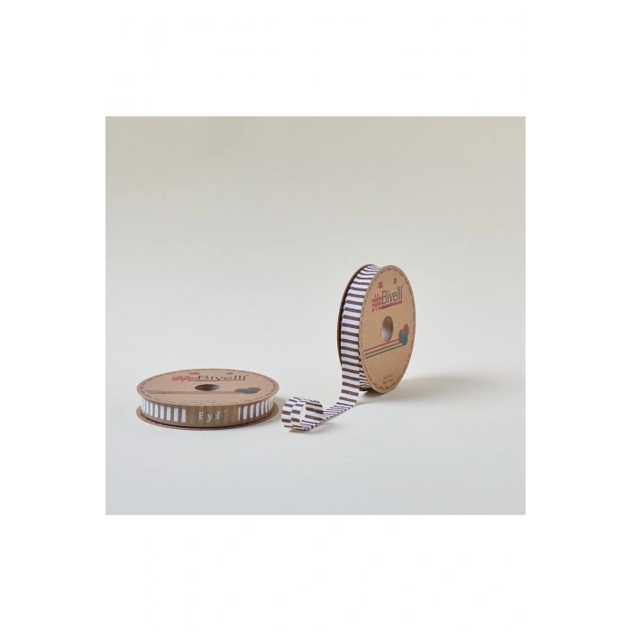 Biye Kalın Çizgili Katlı F05 Kahverengi 2 cm 25 Metre %65 Koton %35 Polyester