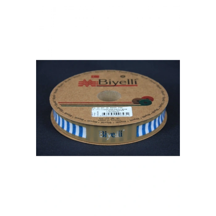Biye Kalın Çizgili Katlı F08 Petrol 2 cm 25 Metre %65 Koton %35 Polyester