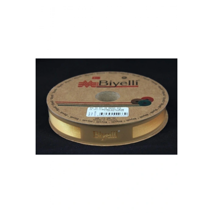 Biye Saten Katlı 034 Sarı 2 cm 25 Metre %100 Polyester