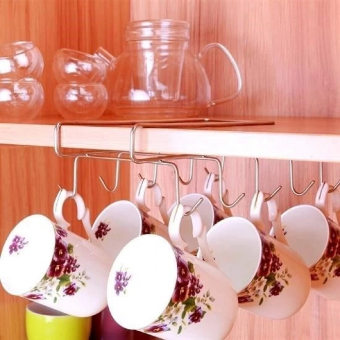BUFFER® 10 Kancalı Fincan Kupa Bardak Askısı Bardaklık Raf Organizer