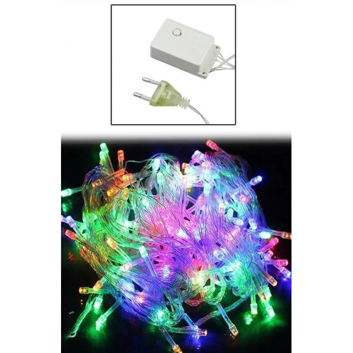 BUFFER® 10 Metre 100 Ledli 8 Fonksiyonlu Karışık Renkli RGB Led Lamba