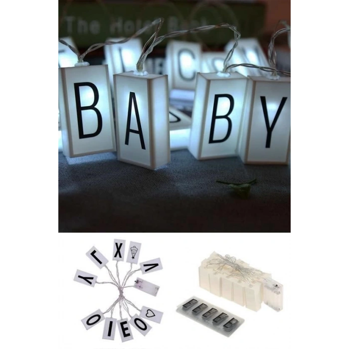 BUFFER® 10lu Lightbox Işıklı Harf Mesaj Panosu Dekoratif  Harf Işık Zinciri