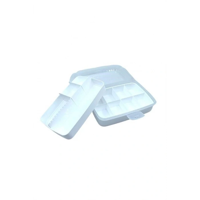 BUFFER® 12 Bölmeli Çok Amaçlı Takı Toka Kutusu Dikiş Kutusu Kapaklı Organizer Kutusu Bölmeli Kutu