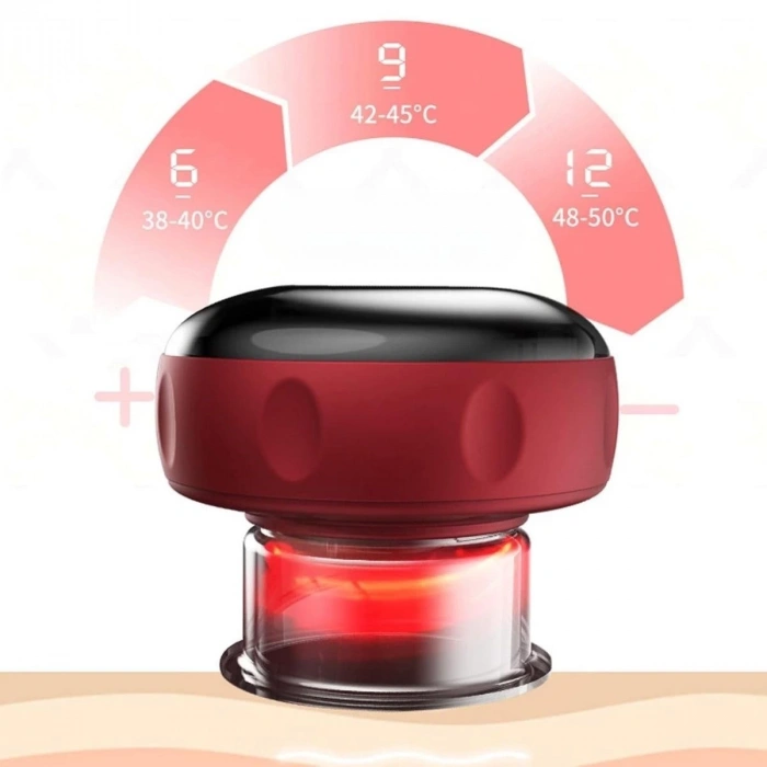 BUFFER® 12 Kademeli Sıcaklık Emişli Bardak Çekme Terapisi, Vakumlu Masaj Aleti,Terapi Cihazı Gua Sha-Masaj Cihazı