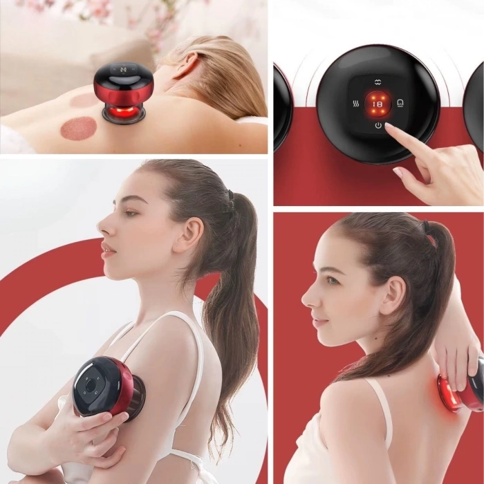 BUFFER® 12 Kademeli Sıcaklık Emişli Bardak Çekme Terapisi, Vakumlu Masaj Aleti,Terapi Cihazı Gua Sha-Masaj Cihazı