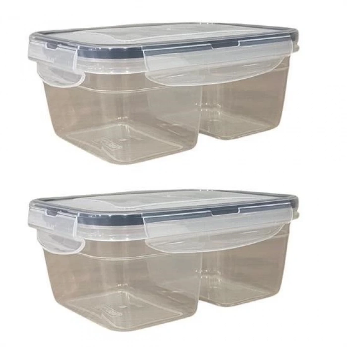 BUFFER® 2 Bölmeli 0,45+0,45 Litre Kilitli Kapaklı Erzak Saklama Kabı LC-524