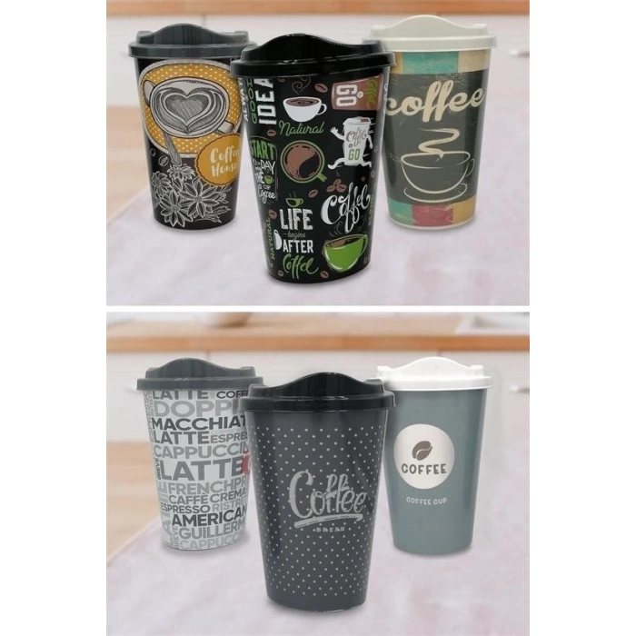 BUFFER® 3 Adet Kahve Bardağı Seti Dekoratif Plastik Kahve Muhafaza Bardağı