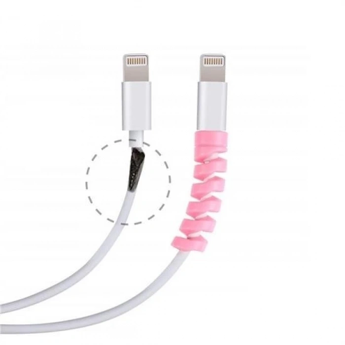 BUFFER® 4lü Apple, Android Şarj Kablosu Koruyucu Silikon Spiral Yay Aparat