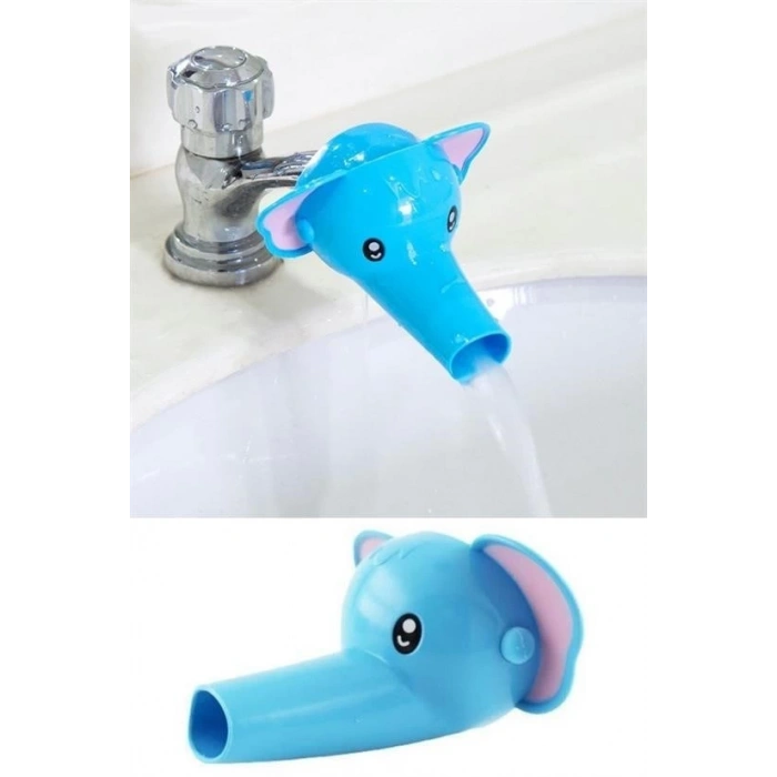 BUFFER® Çocuklar İçin Eğitici ve Güvenli Musluk Uzatıcı Genişletici Başlık Aparatı Fil Figürlü