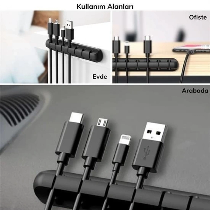 BUFFER® Çok Amaçlı Kablo Tutucu Akrilik Güçlü Yapışkanlı Organizer Düzenleyici 16 Parça Set Kolay Ku