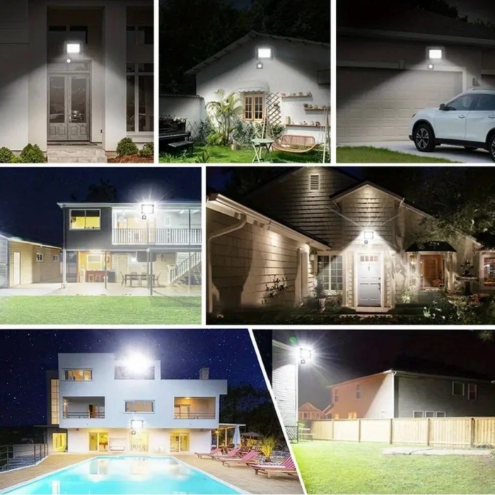 BUFFER® Dış Mekan ve Kamp İçin USB İle Şarj Olan 4 Farklı Işık Modlu Güçlü Projektör Lamba 200W 3600 Mah