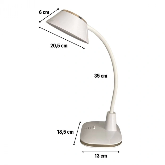 BUFFER® Dokunmatik 3 Farklı Büyük LED Işıklı Çalışma Masası Üstü Kıvrılabilir Başlıklı Lamba